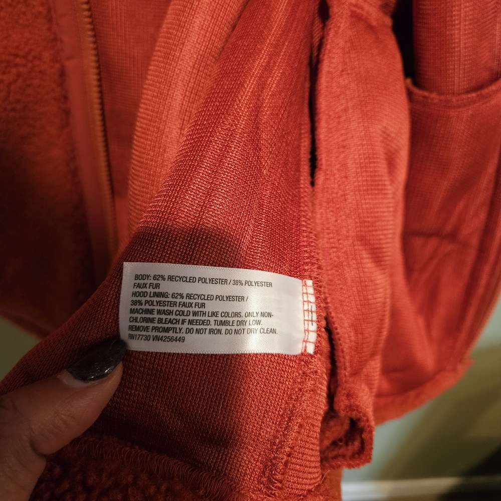Original Use Red Sherpa Fleece Zip Up Hoodie Size L Cozy Plush Warm Casual St - Picture 4 of 4